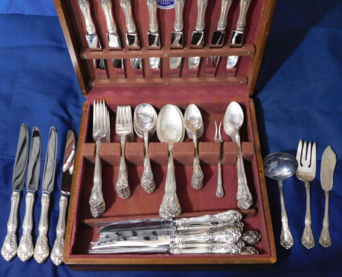 51 Pc. Alvin Sterling Silver Chateau Rose 6 Place Setting+Serving