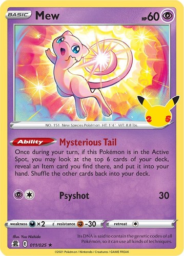 PSA 10 Gem Mint Pokemon 2021 Mew Full Art Celebrations Gold #025