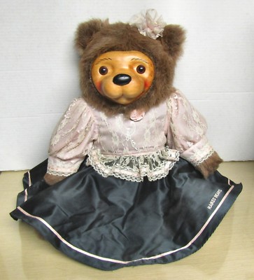 Raikes Bears #K4224/1500 - 16” Sitting Girl Bear in pink/blk dress