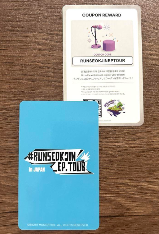 JIN photo card RUNSEOKJIN_EP.TOUR JAPAN FC Live Viewing official