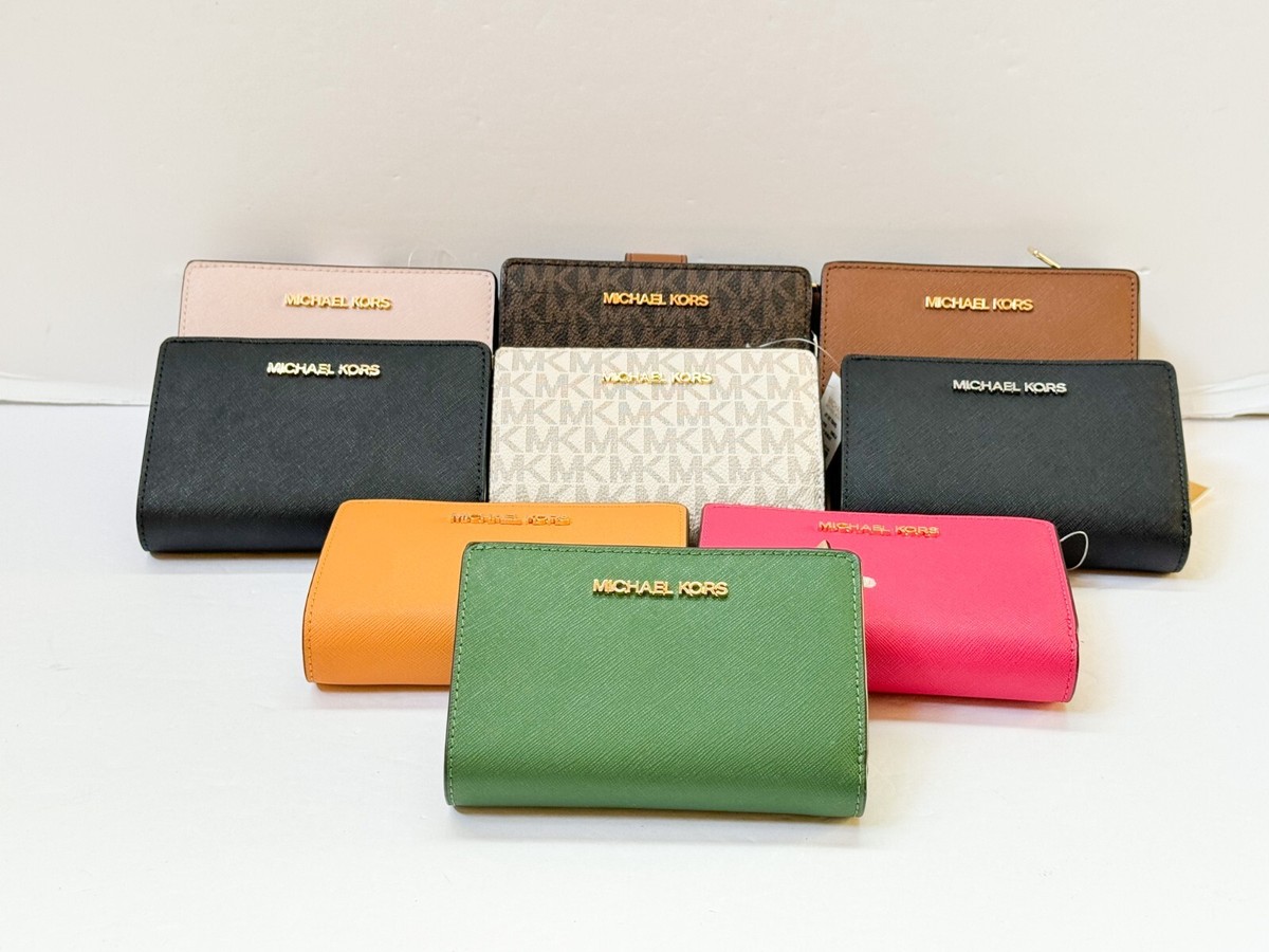MICHAEL KORS JET SET TRAVEL MEDIUM BIFOLD ZIPPER COIN WALLET | eBay