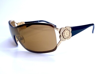 VTG CHANEL Brown Crystal Gold Wrap Sunglasses Made in Italy 4164-B