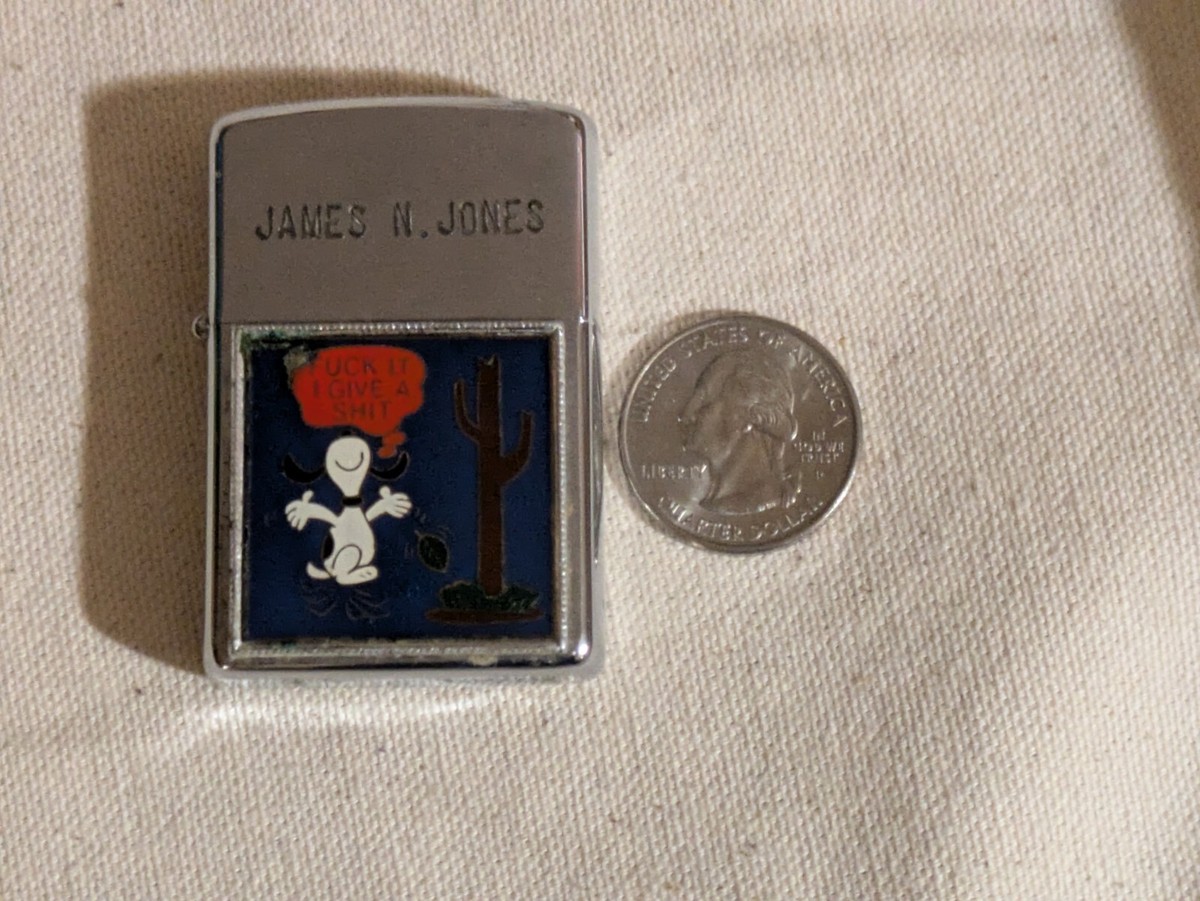 1968 Zippo Lighter James N Jones Bearcat Vietnam War Snoopy Says F