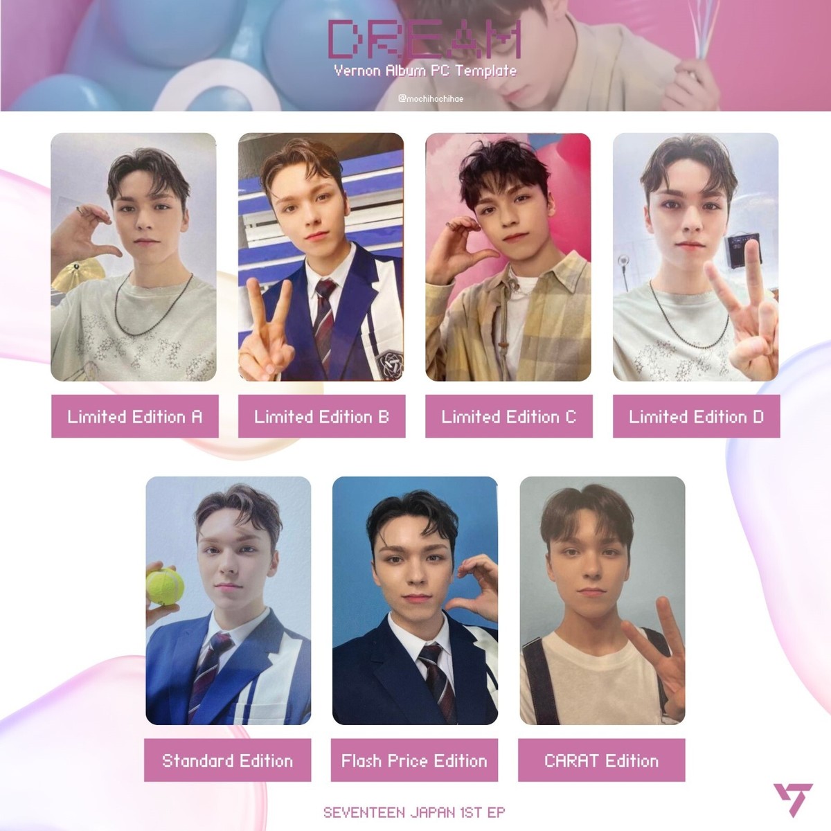 VERNON SEVENTEEN DREAM JAPAN 1ST EP Official Photo card CARAT