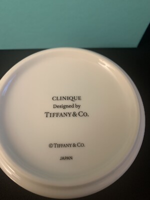 TIFFANY & CO Ceramic Trinket Box ~ CLINIQUE Green & White Floral