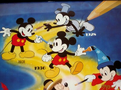 Vintage Framed 1986 Walt Disney Evolution Of Mickey Mouse 