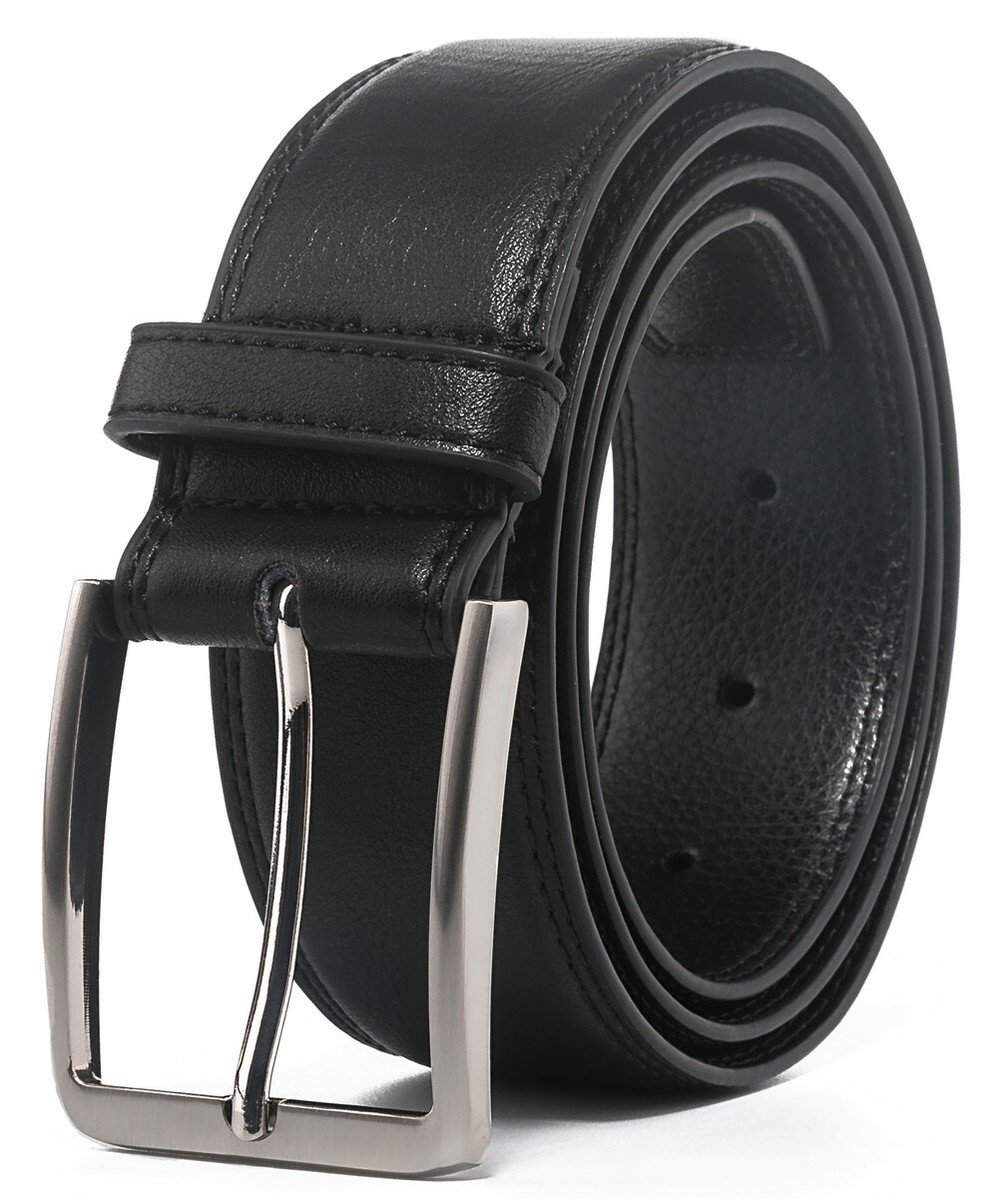 Men's Leather Dress Belt with Single Prong Buckle Belts for Men