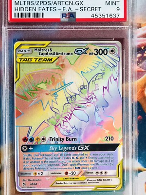 PSA 9 Moltres & Zapdos & Articuno GX 69 Secret Sun & Moon Hidden