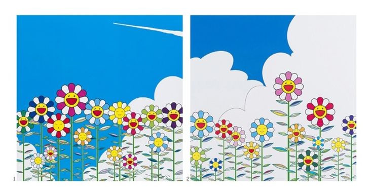 Takashi Murakami _ Flower.Flower 2 / 2002 offset print with silver