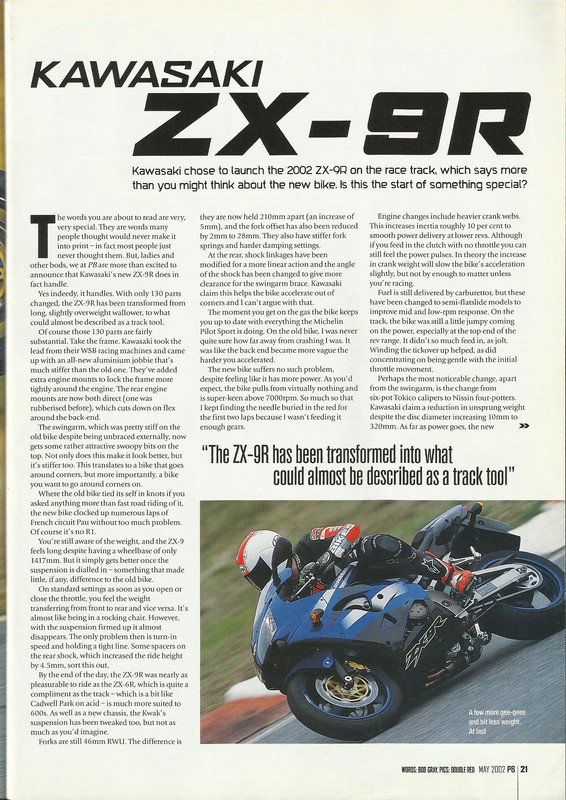 2002 Kawasaki ZX-9R F1 49-state Using (CA) Oxygenated Unleaded