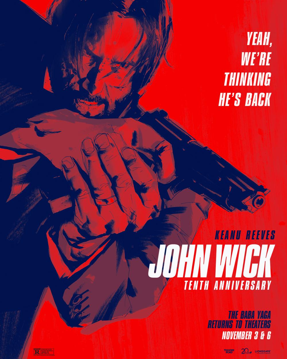 映画「ジョン・ウィック」10周年記念公式ポスター；11月3日と6日に劇場