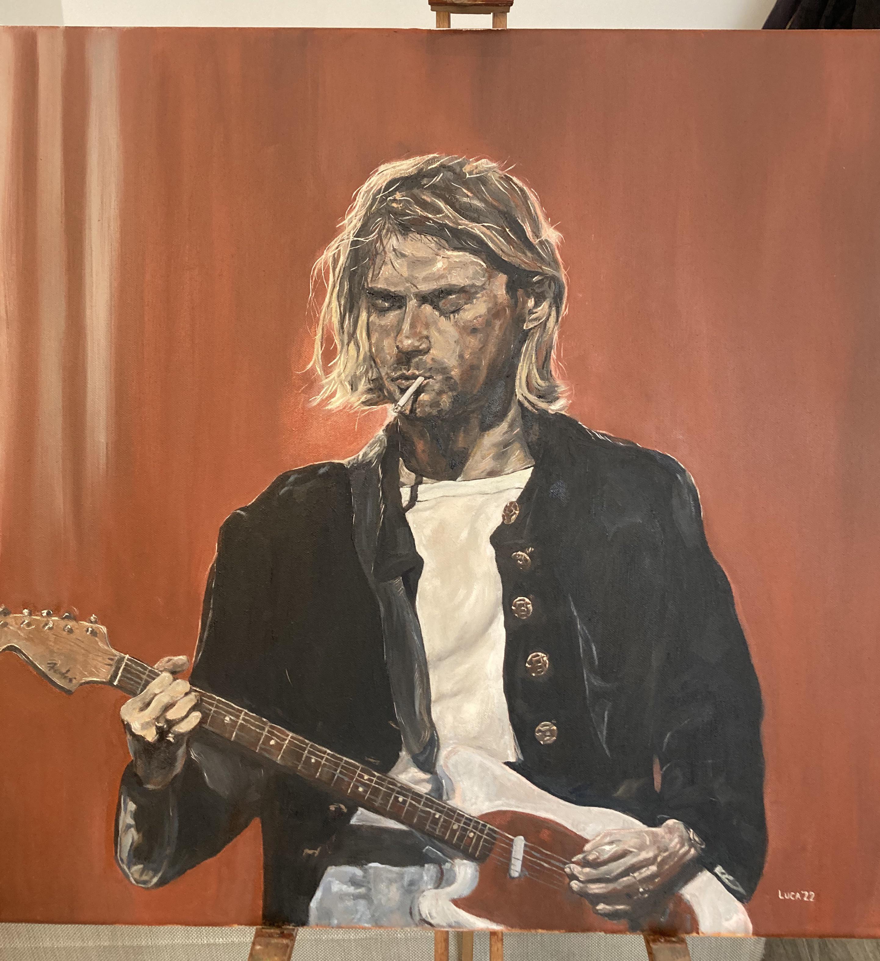 カート・コバーンの油絵完成！彼の音楽と歌詞は長年大好きで、これを