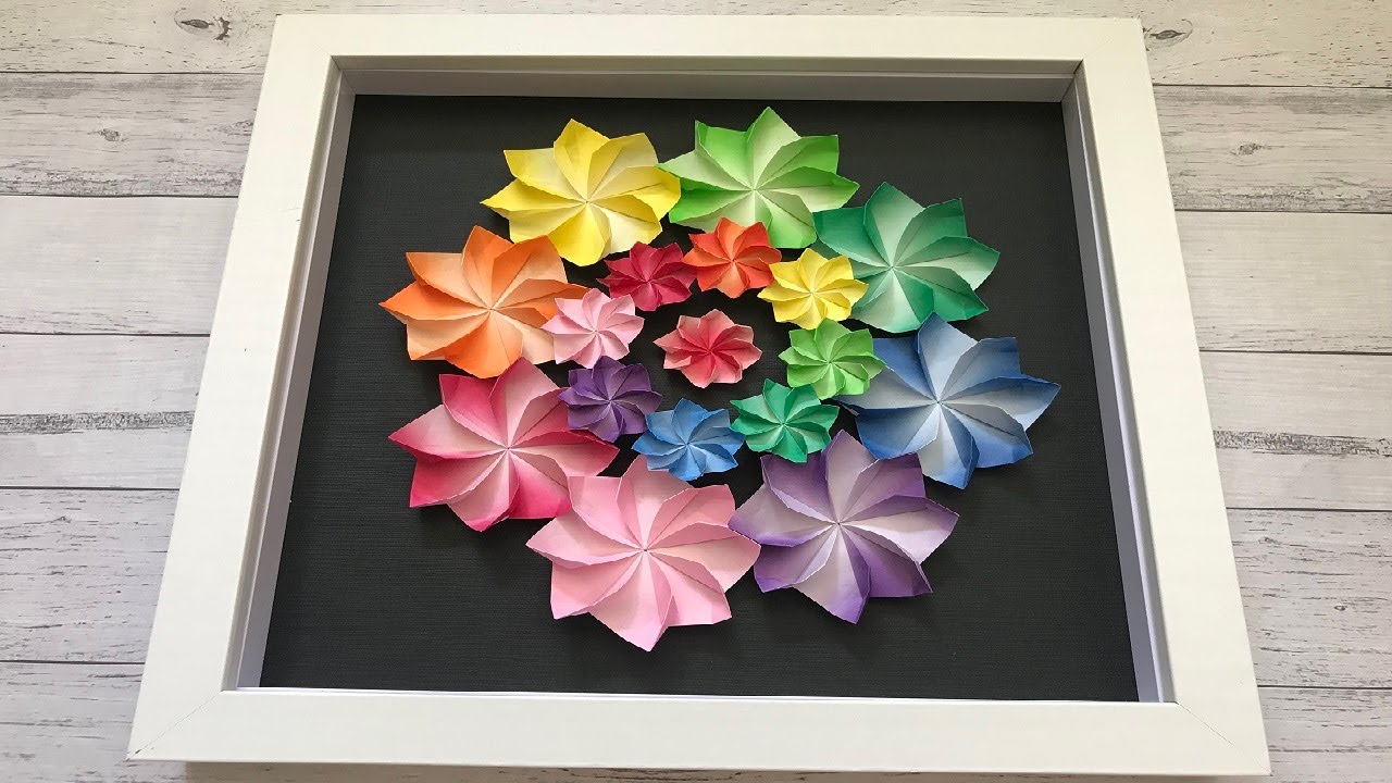 折り紙 花のリースの折り方 Origami Flower wreath tutorial（NiceNo1