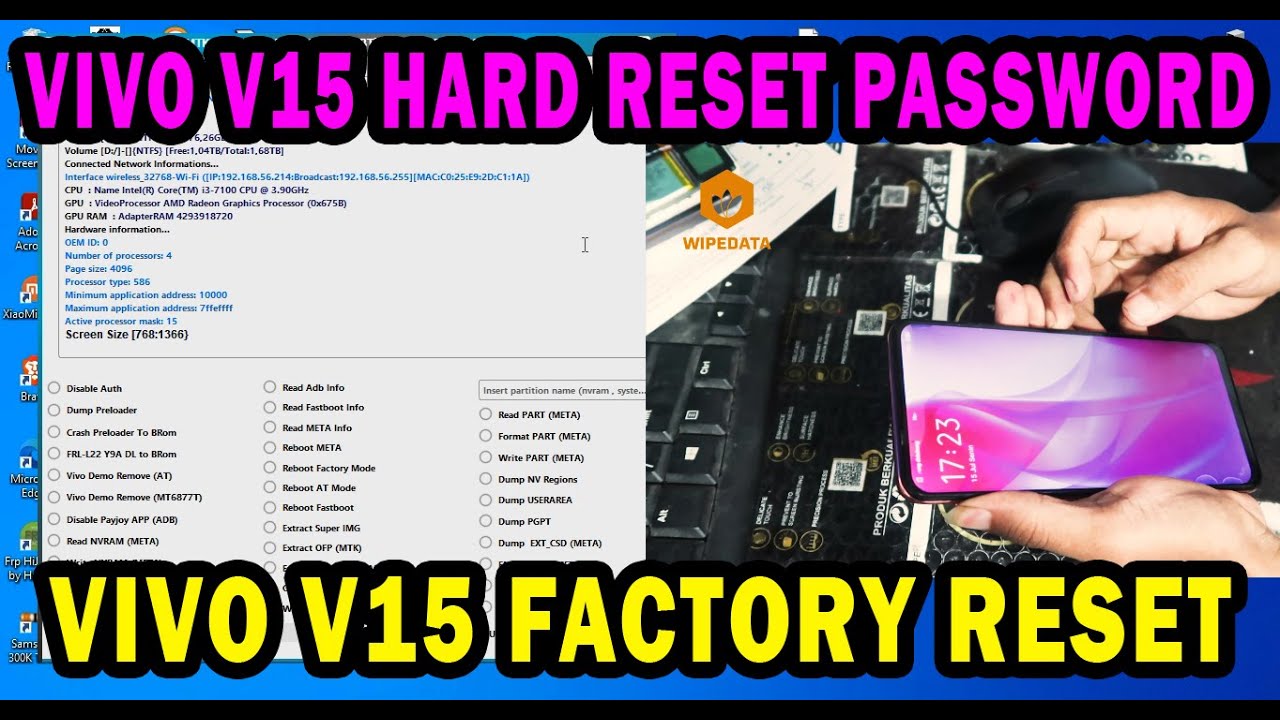 VIVO V15 VIVO 1819 HARD RESET FACORY RESET FRP FORMAT DATA BY MTK