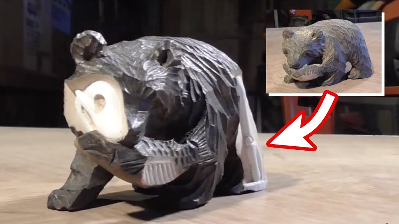 I Turn An Old Wooden Bear Into Skeleton / 古い木彫りの熊をスケスケ
