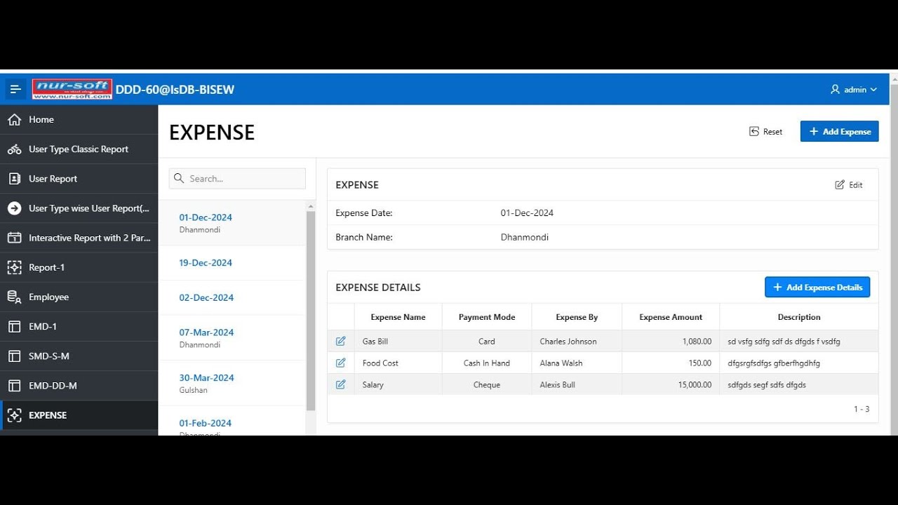 Side by Side Master Detail Form for Expense in Oracle APEX with