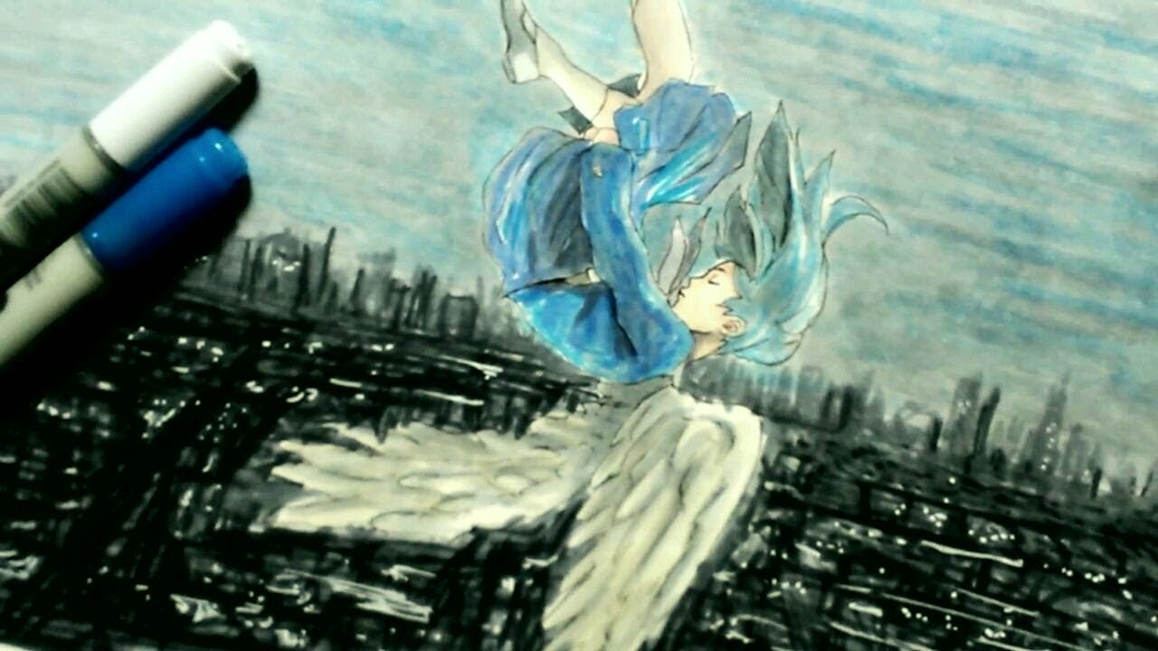 コピック】女の子描いてみた 空から降ってきた【天使イラスト】 - YouTube