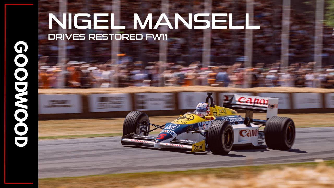 Nigel Mansell drives the Williams Honda FW11 at the Goodwood