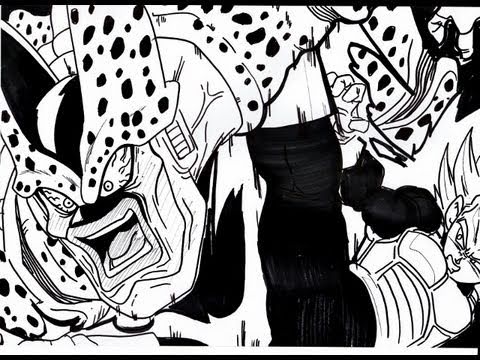 No.271 HOW TO DRAW CELL VS VEGETA セル VS ベジータ - YouTube
