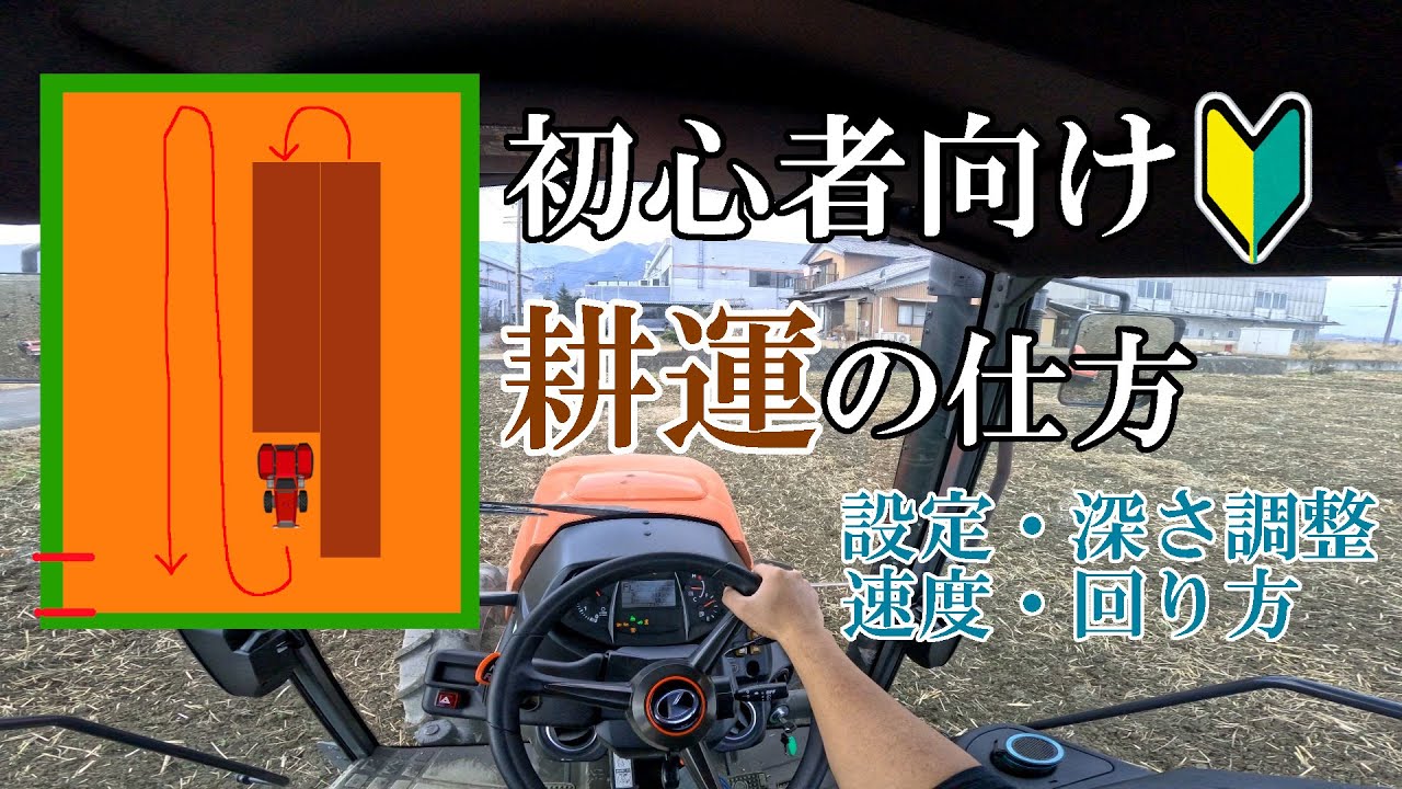 トラクター】ロータリー耕運 基本的なやり方・方法【田んぼの周り方