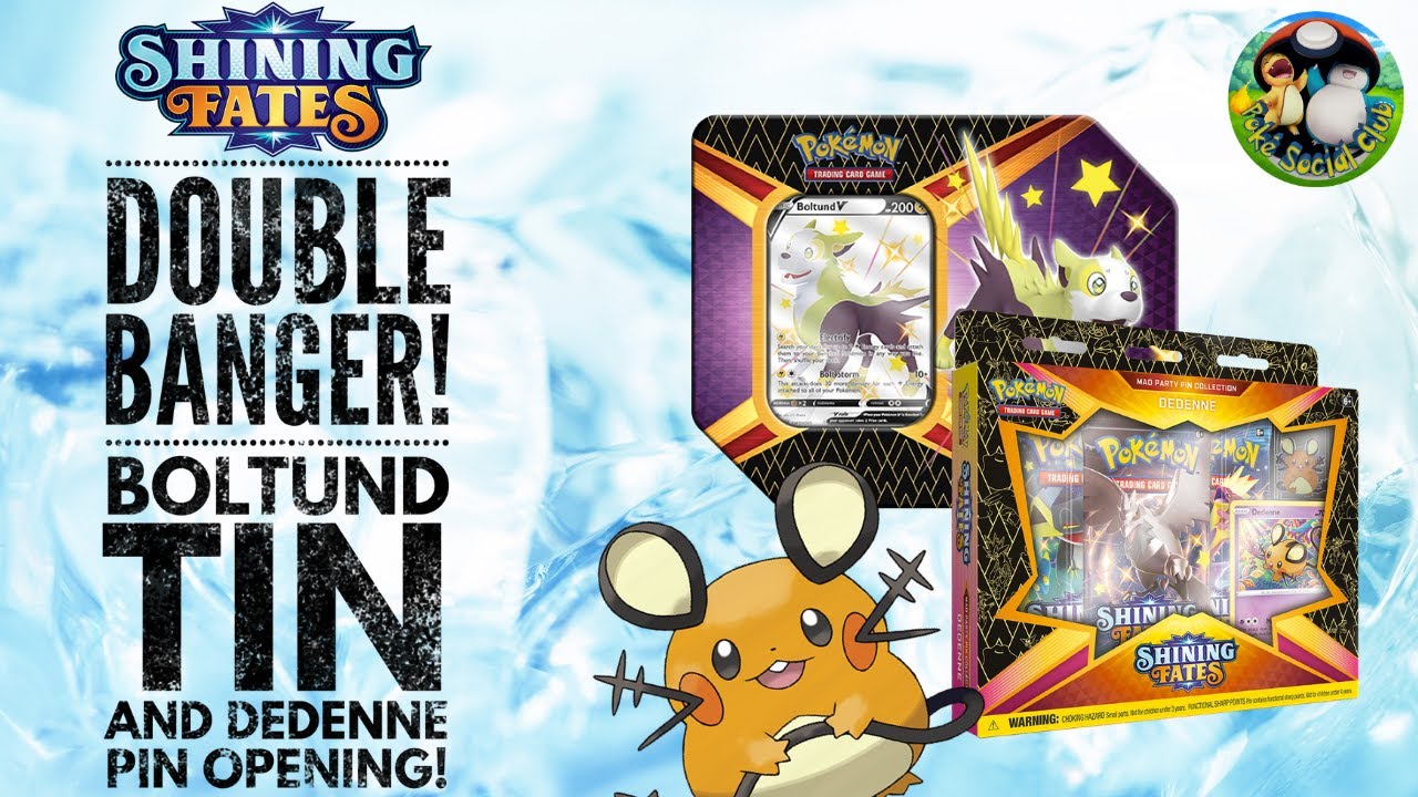 DOUBLE BANGER!* - Pokemon Shining Fates Boltund Tin & Dedenne Pin