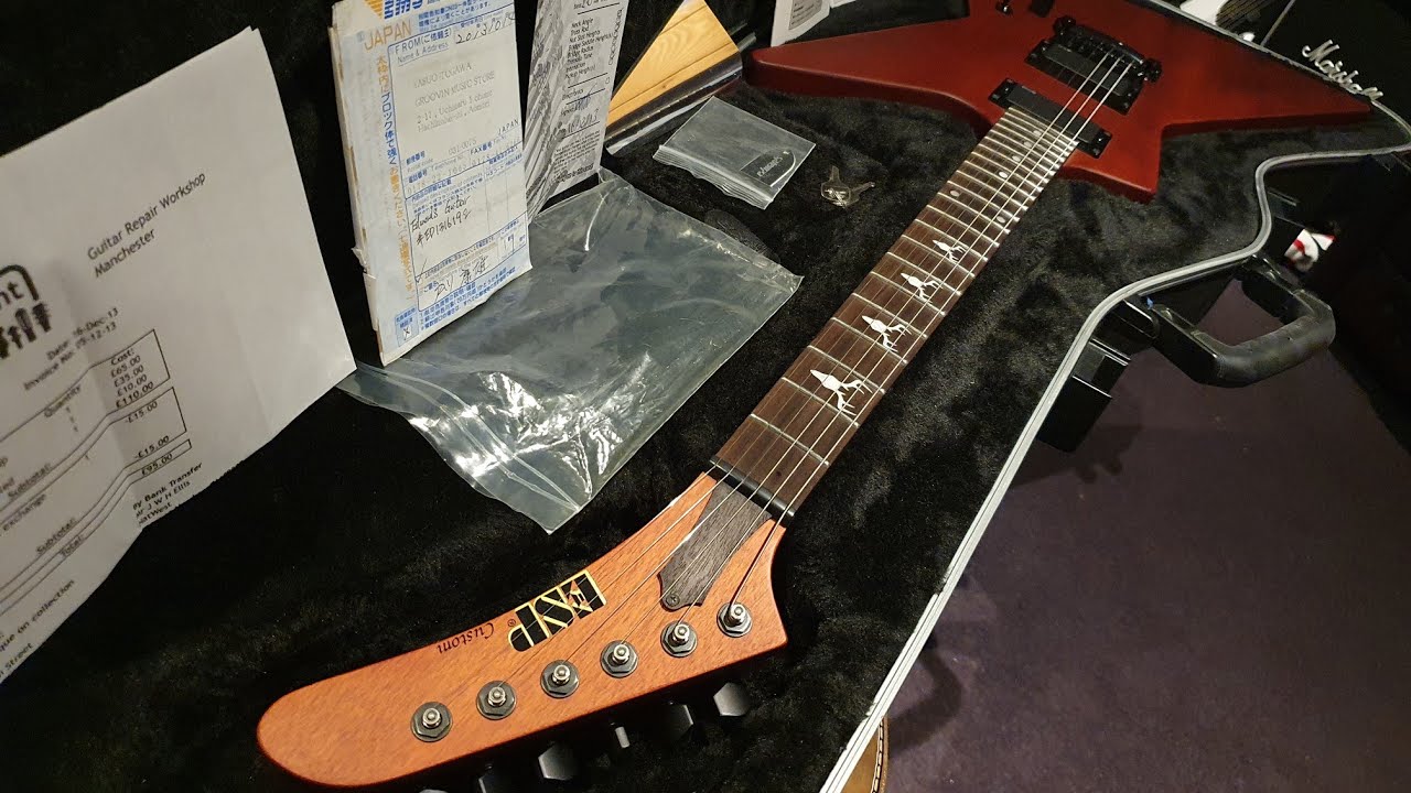 ESP Edwards Explorer MIJ Japanese Mahogany Guitar Video Up Close