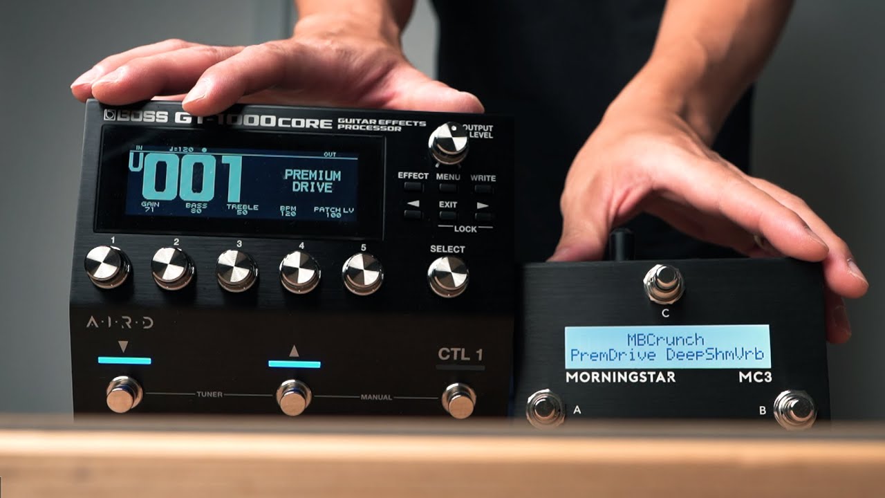 Boss GT-1000 Core with Morningstar MC3 MIDI Controller - YouTube