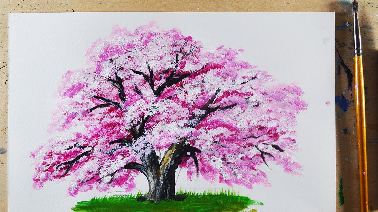 基礎編：アクリル絵の具を使用した「桜」の描き方 / 初心者が簡単に絵