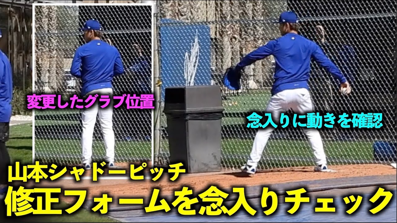 修正したセットフォームを念入りに確認しながらシャドーピッチングする