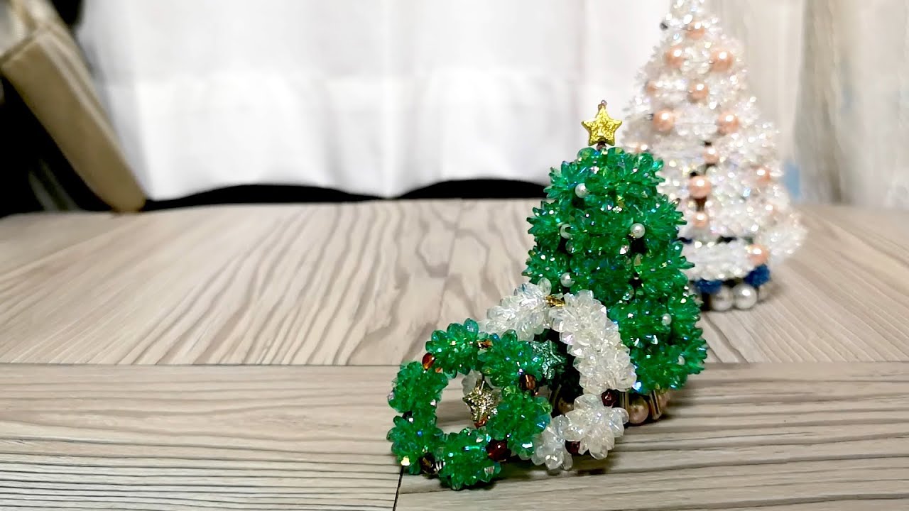 ワイヤー×ビーズ×安全ピン】】子供と作れる！簡単クリスマスツリーの