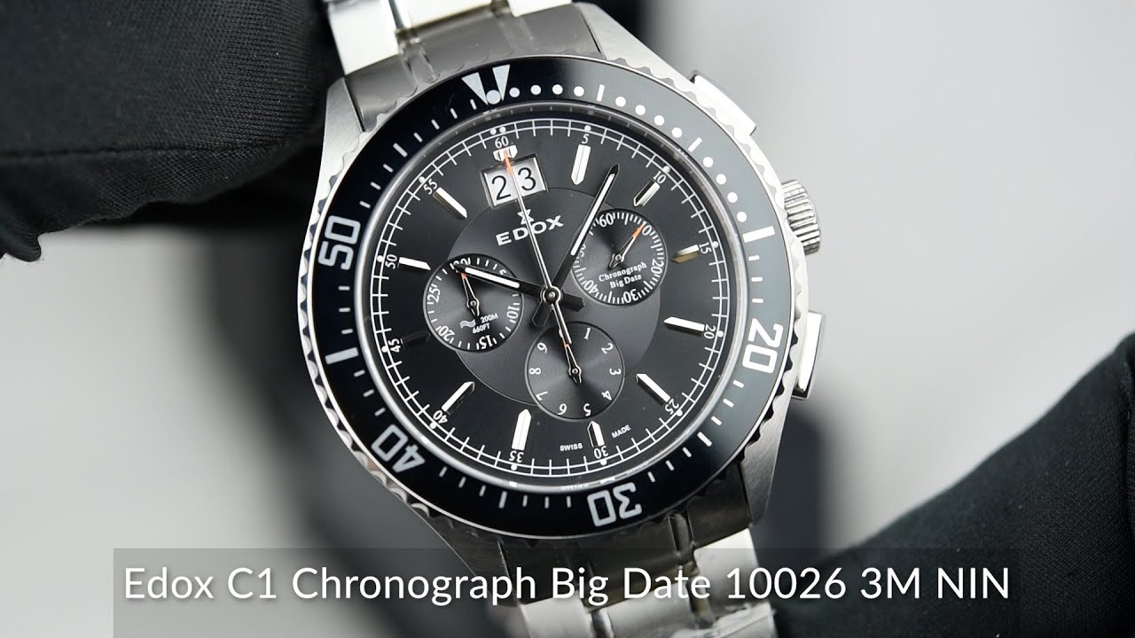 Edox C1 Chronograph Big Date 10026 3M NIN - YouTube