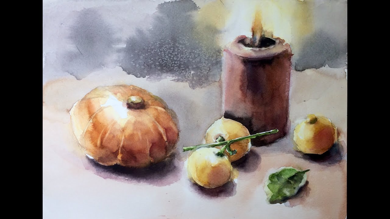 watercolor basic lesson5＜ Winter still life ＞ - YouTube