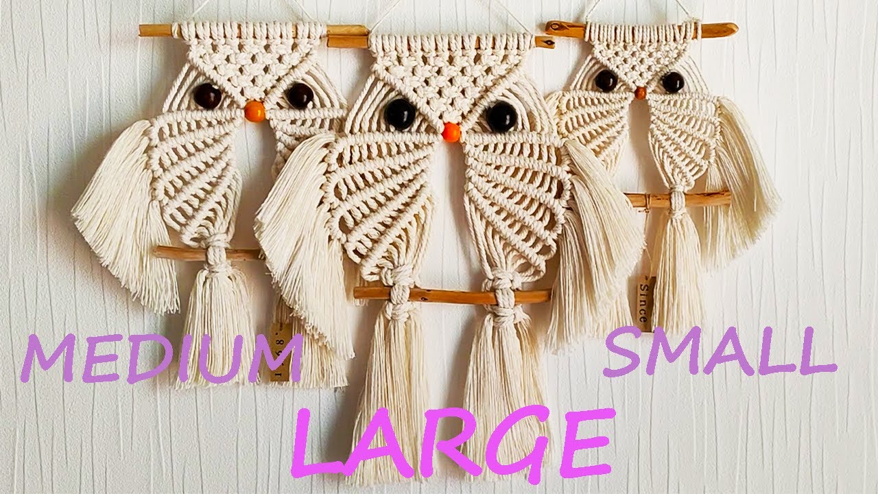 DIY幸運を呼ぶフクロウ（Large）マクラメタペストリー| macrame owl