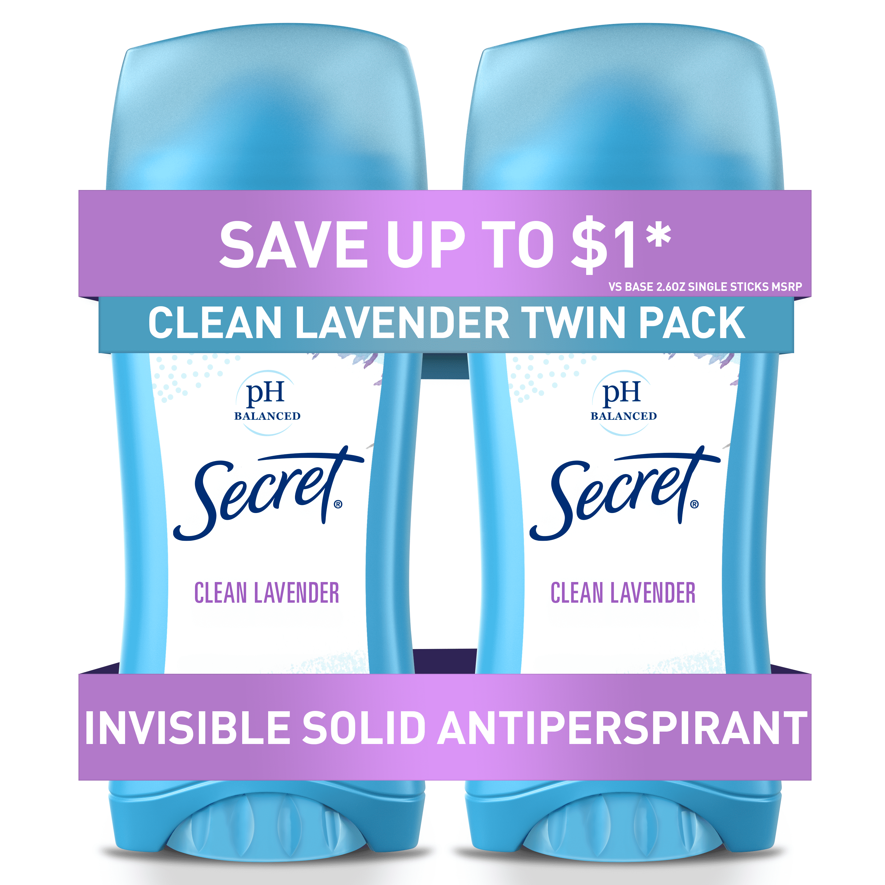 Secret Invisible Solid Antiperspirant Deodorant Clean Lavender