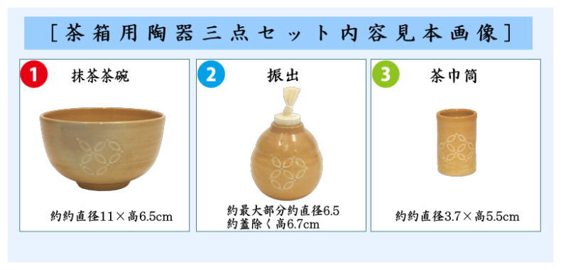 茶器/茶道具 茶箱用三点セット】 陶器三点セット（陶器三つ揃） 萩焼き