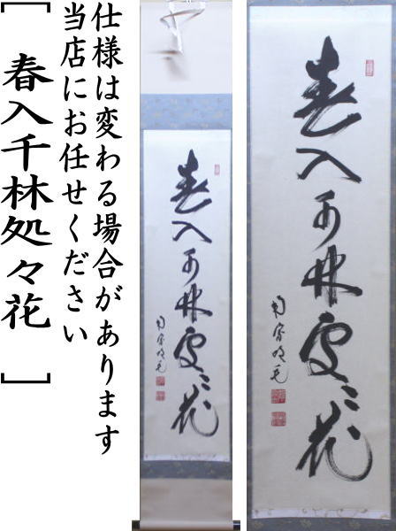 茶器/茶道具 掛軸（掛け軸）】 一行 春入千林処々花 田島碩應筆 – 今屋