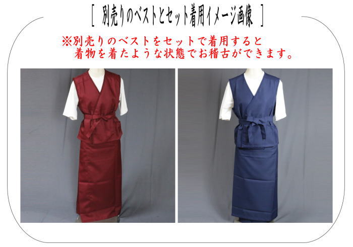 茶器/茶道具 エプロン 前掛け】 スカート LLサイズ（15～17号）エンジ