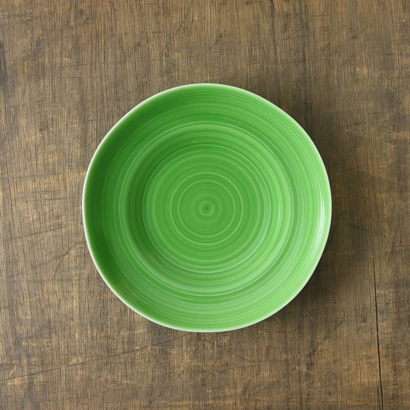 小田陶器 櫛目(kushime) 19cm中皿 緑釉[定番] - 業務用食器販売用食器