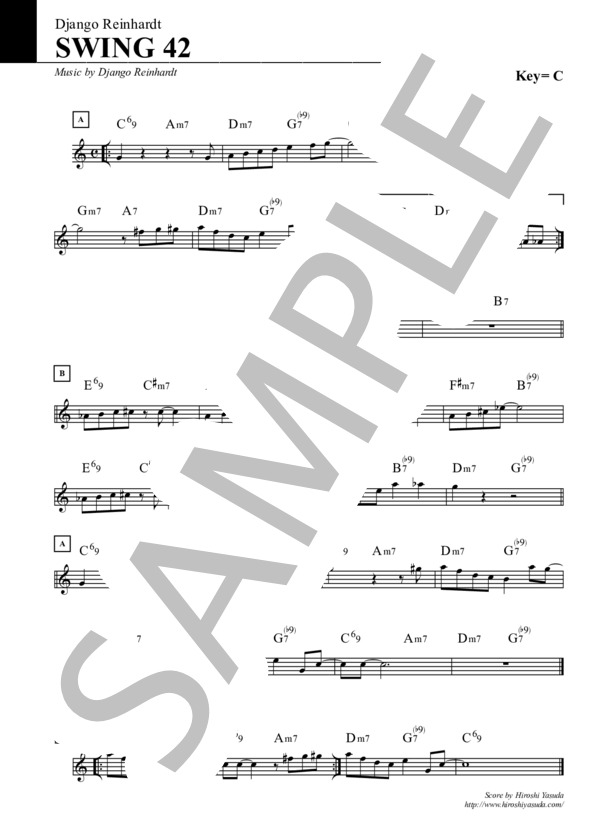 楽譜】SWING 42 / スイング・フォーティーツー / ジャズ・スタンダード