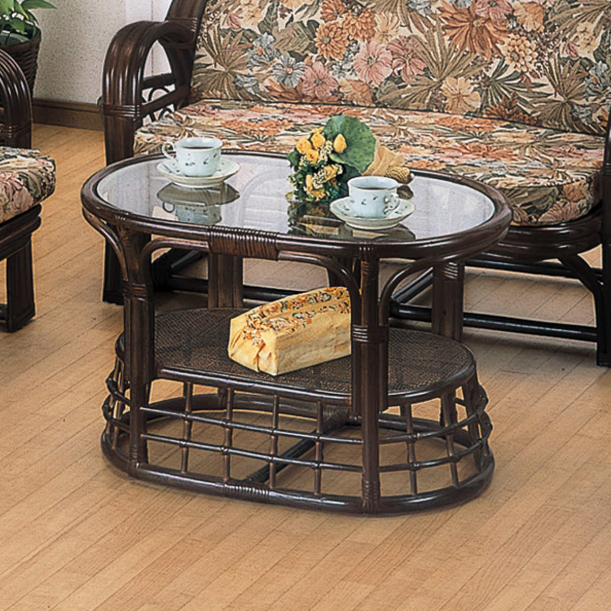 楽天市場】籐 サイドテーブル ガラス天板 棚付 幅75cm （ 送料無料