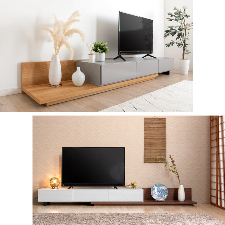 大川家具 国産 10通りから選べる テレビ台 伸長式 幅180-300cm 完成品
