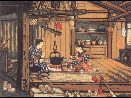 木版画家・勝平得之の作品、秋田風俗十題「いろり」 - 秋田経済新聞