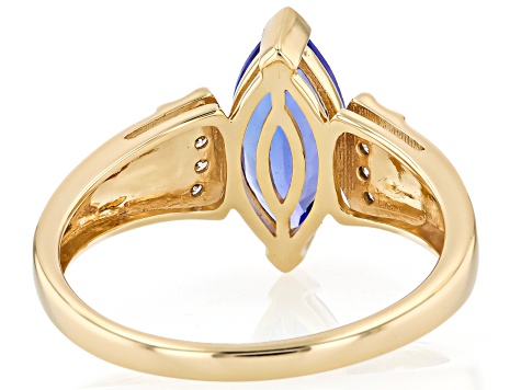 Tanzanite With White Diamond 10k Yellow Gold Ring 1.50ctw - KTS180