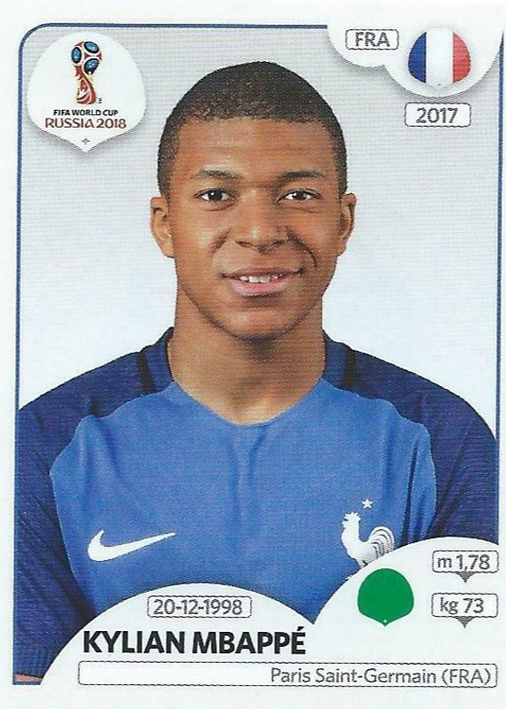 Kylian Mbappe 2018 Panini World Cup Stickers #209 Black Back Price