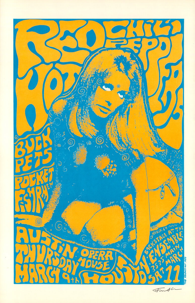 Red Hot Chili Peppers Vintage Concert Poster from Austin Opera