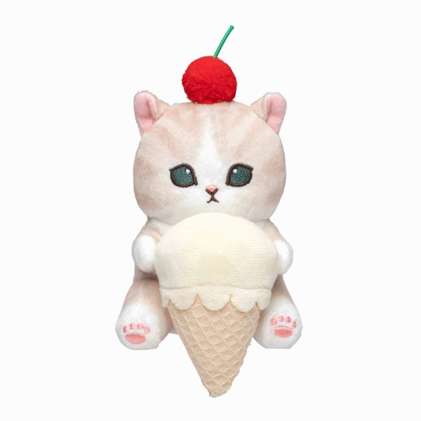 mofusand にゃんこが見守るデスクトップひっかけぬいぐるみ(アイス持ち