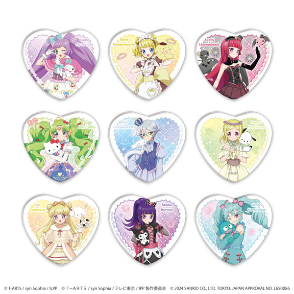 ホログラムハート型缶バッジ「プリパラ10周年×サンリオキャラクターズ