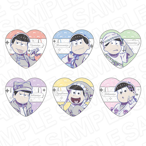 おそ松さん ハート型ホログラムカンバッジ(ランダム) 中華風リボン ver