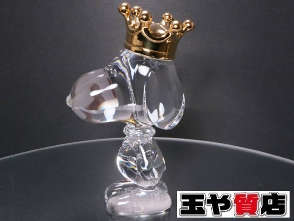 バカラ Baccarat 新品同様 置物 カトゥーンキング スヌーピー 王冠 型