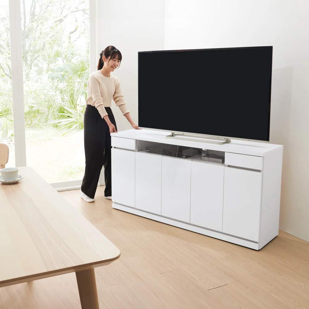 幅148cm］ハイタイプテレビ台 高さ75cm 日本製 完成品 キャスター付き